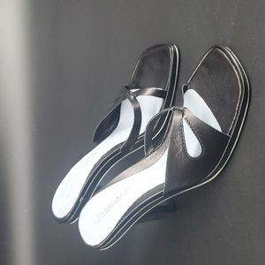 BCBGMAXAZRIA Slip-on Leather Heels Sandals Size EU 38.5 US 8B